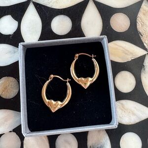 Cute 9k gold heart hoop earrings
